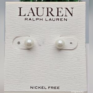 ✨2/$10✨ Lauren Ralph Lauren Silver Faux Pearl Stud Earrings NWT Nickel Free